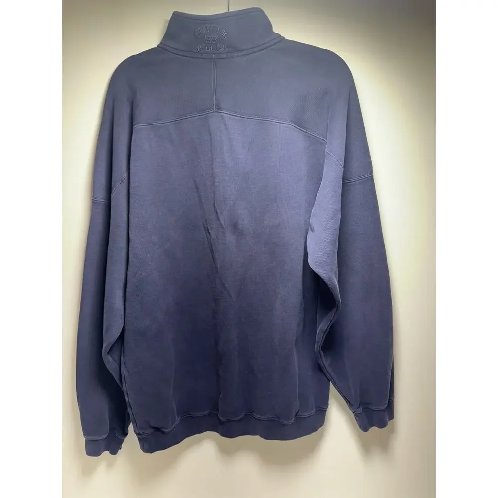 Cutter & Buck Large Navy Blue Men’s 1/4 zip Pullover Pima Cotton Preppy